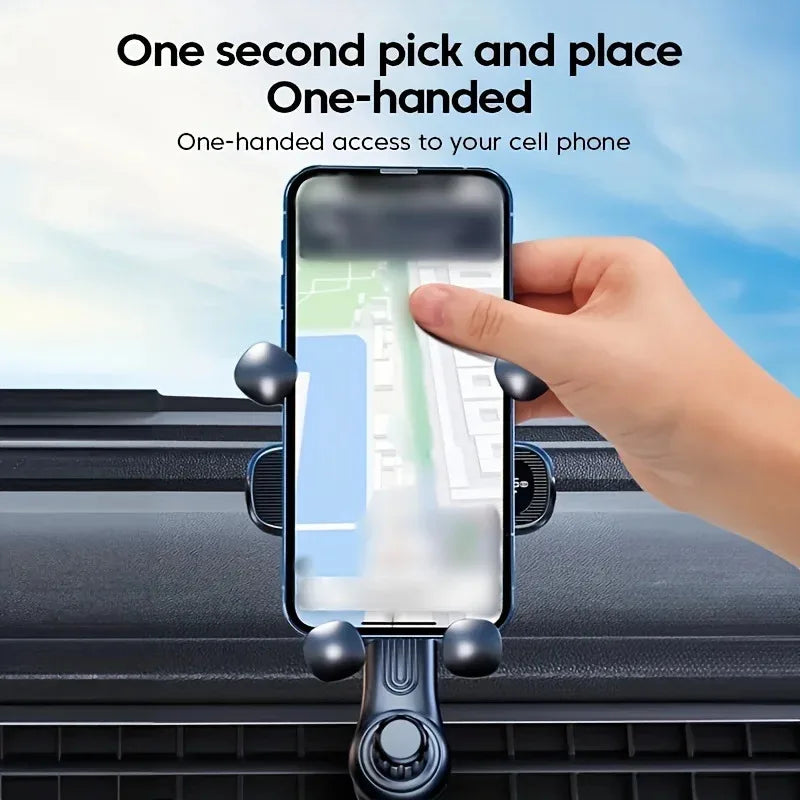 New Gravity Car Phone Holder - Strong Air Vent Clip Mount Adjustable Mobile Cell Stand for Hands-Free Driving
