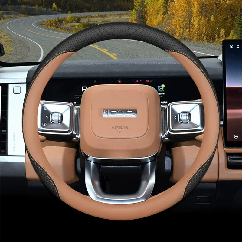 High Leather Braid on Car Steering Wheel Cover Wrap for Chery iCAR V27 ,anti-slip Wear-resistant Auto Decoration Accessories
