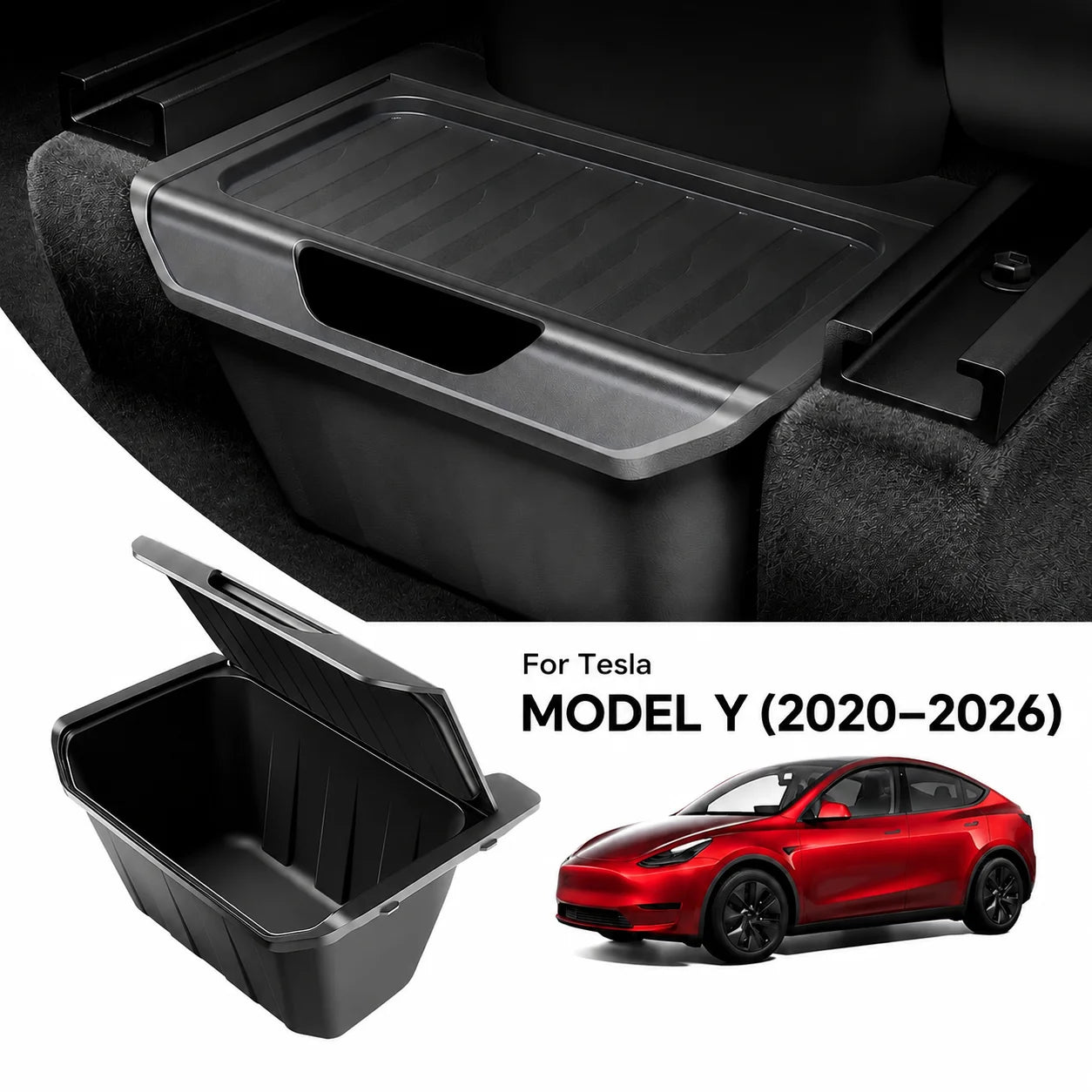 Rear Seat Storage Box For Tesla Model Y 2021-2024 2025 2026 Juniper Center Console Organizer Backseat Trash Can Garbage Bag Tray