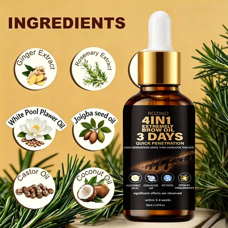 30ml Four-In-One Moisturizing Extreme Eyebrow and Eyelash Serum, Instantly Nourishes Eyebrows and Eyelashes, Making Them Longer and More Curled, Significantly Enhancing Thickness and Curl, Safe Multi-Effect Formula, Quickly A