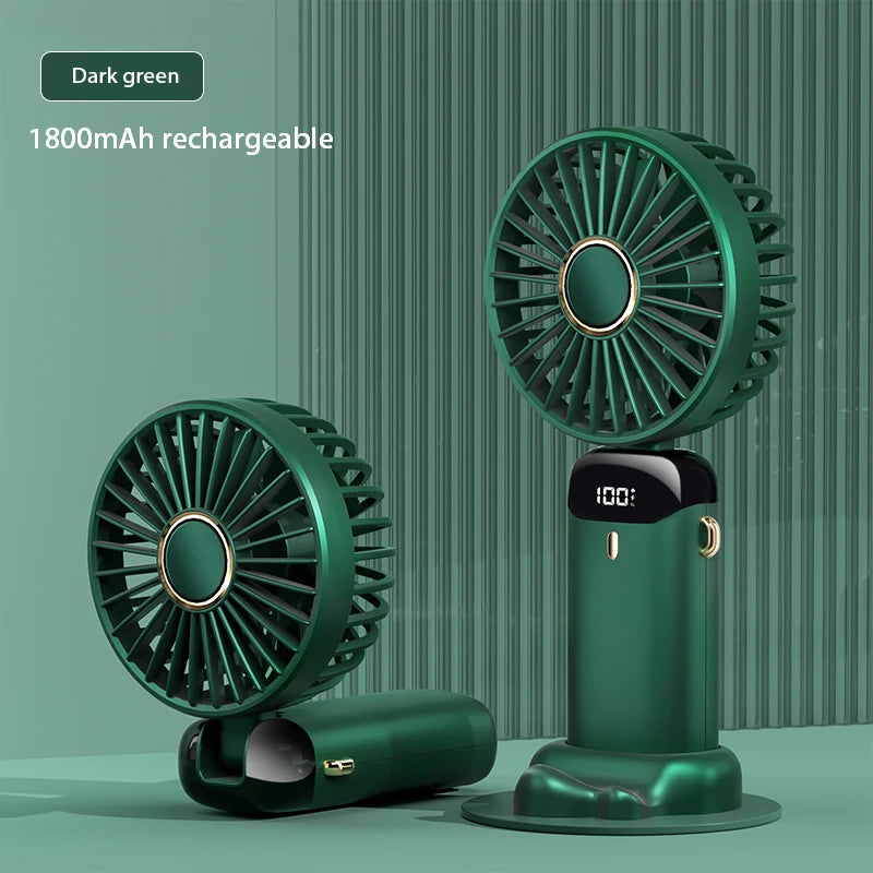 2024 New 1800mAh Portable Fan Rechargeable 90° Foldable Fan Mini Air Conditioner Small Fan Air Cooler with LED Digital Display