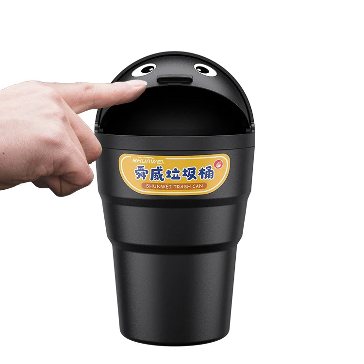 Universal Car Trash Can Auto Organizer Storage Box with Swing Lid Cute Mini Automotive Leakproof Vehicle Trash Bin for Car