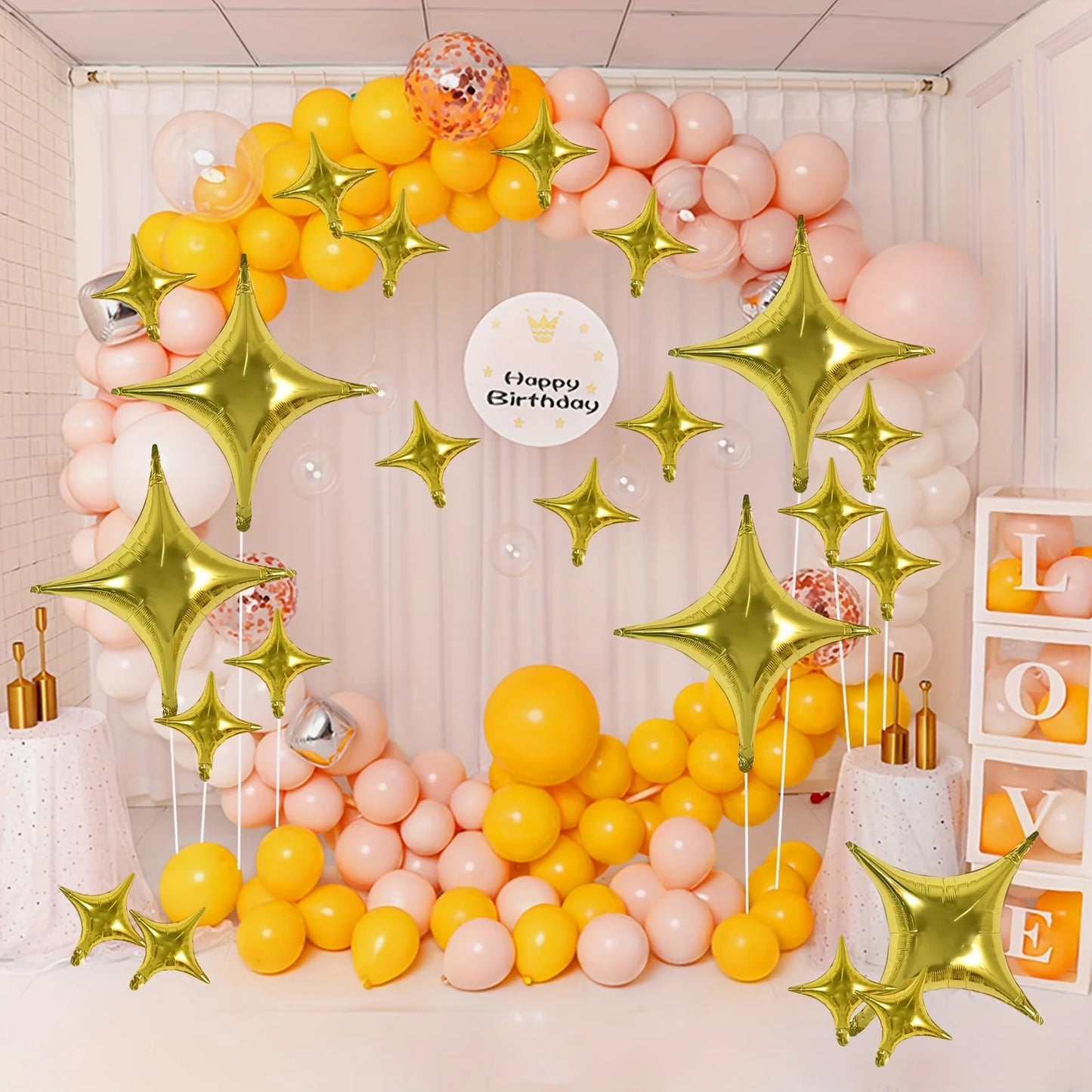 30pcs Gold Silver Foil Star Balloons Set 26inch 10inch Shiny Polyester Four Pointed Star Foil Balloons Strong Atmosphere Party Decorations For Birthdays Weddings Christmas New Year Holiday Celebration Supplies Christmas Essen