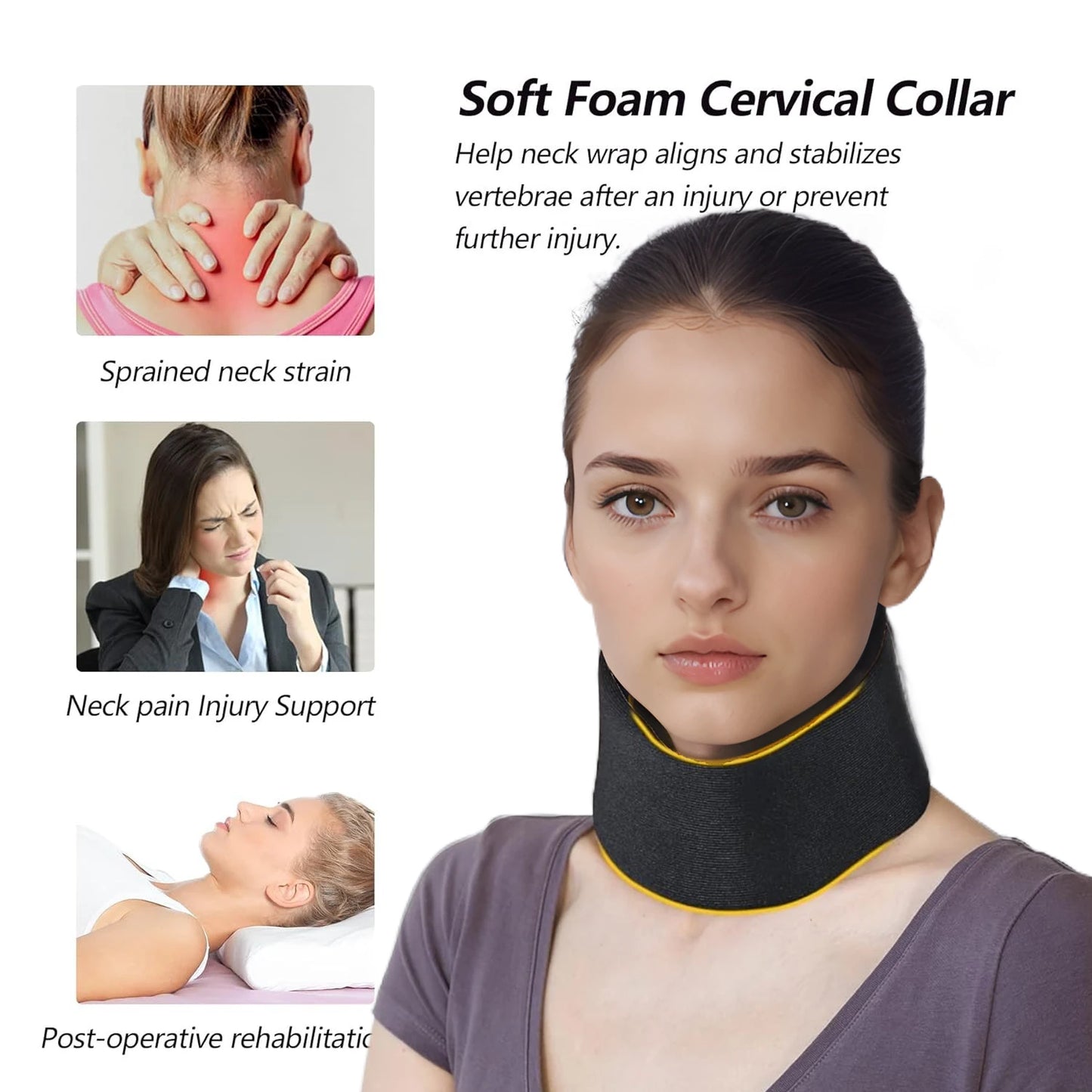 Soft  Neck Brace Universal Cervical Collar, Adjustable Neck Support Brace for Sleeping - Relieves Neck Pain and Spine Pressure