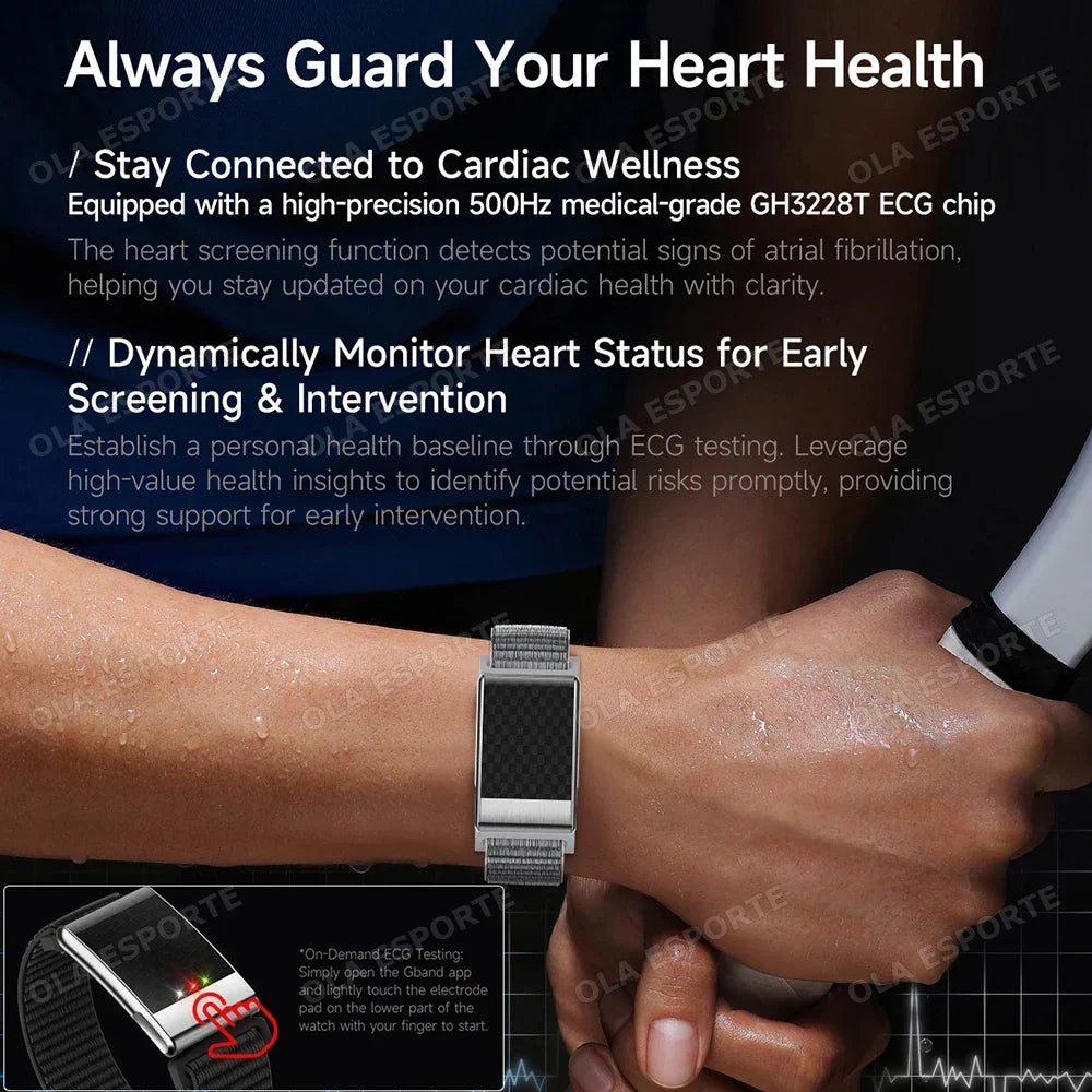 2026 NO Screen Smart Bracelet ECG+PPG SOS Heart Rate Blood Pressure Stress Temperature Sports Waterproof Screenless Smartwatch