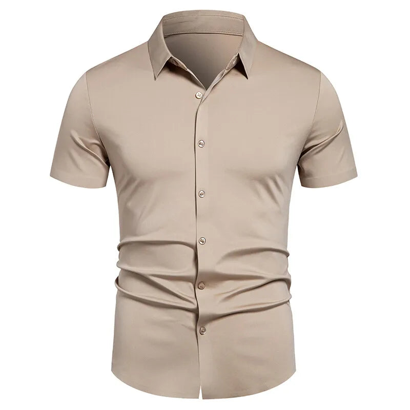 Men's Stretch Shirt Wrinkle Free Dress Shirts Regular Fit Short Sleeve Stretch Business Casual Button Down Shirts