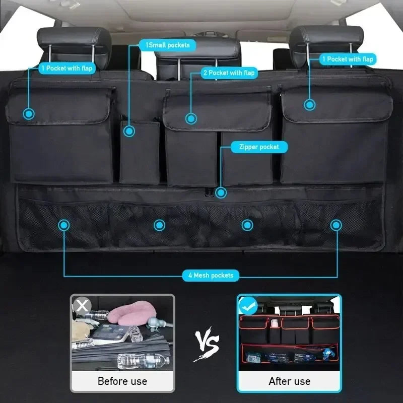 Car Trunk Organizer Backseat Storage Bag High Capacity Multi-use Oxford Car Seat Back Organizers Automobile Interior
