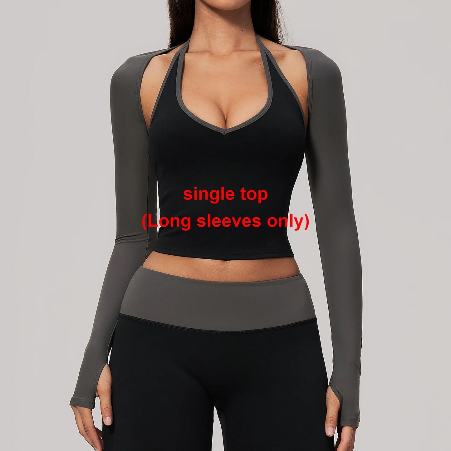 Yoga Long Sleeved Womens Fitness Long Sleeved Running Workout Gym Crop Top Off-Shoulder T-shirt Top With Thumb Holes Activewear