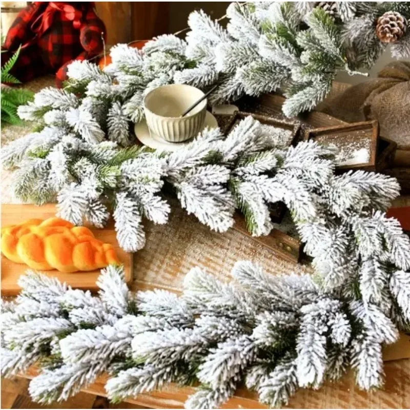 Large Artificial Pine Needles Branches Snow Pine for Christmas Xmas Tree Wreath DIY Fake Plants Ornaments Home New Year Gifts