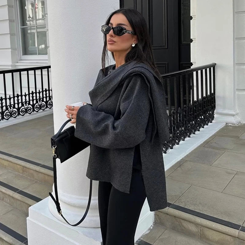 MUJER Plush Winter Coats for Women Asymmetric Scarf Demi-season Jacket for Women Parkas Long Sleeve Padded Coat Woman Jacket
