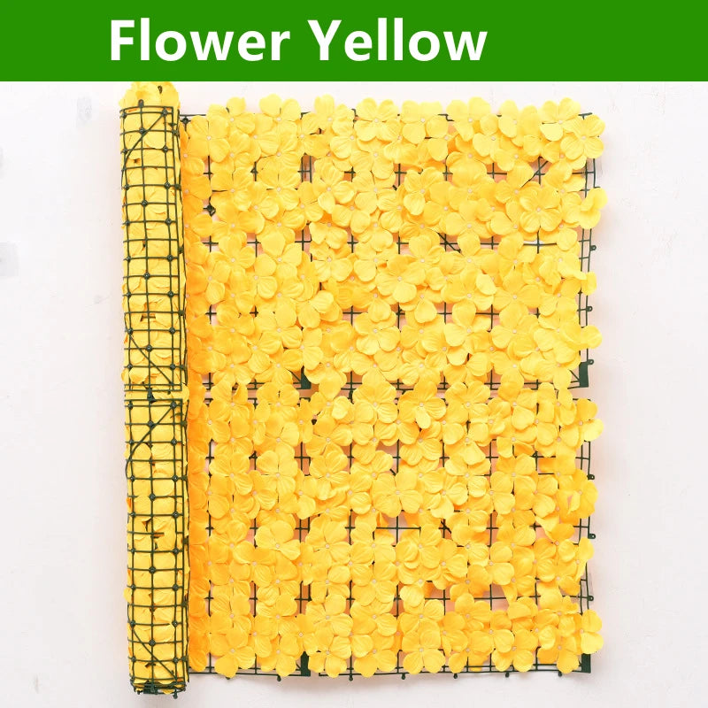 Artificial Flower Wall Panels 2x0.5m Flower Garden Fence Floral Hedge Wall Panels for Wedding Backdrop Garden Balcony Decor