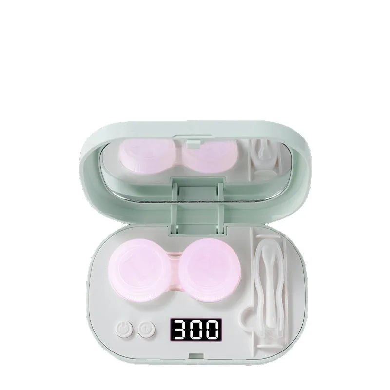 Portable Ultrasonic Contact Lens Cleaner Case With Detachable Storage Box High Frequency Cleaning LCD Display Protein Removal