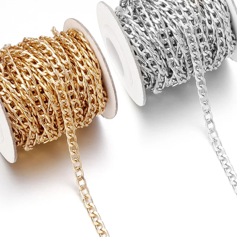 5 Yards/Roll Aluminum Chain Gold Silver Color O-Shaped Twist Cross Metal Chain For Jewelry Making DIY Necklace Bracelet Supplies