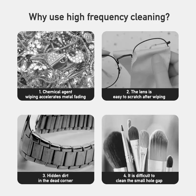 Lenovo Ultrasonic Cleaning Machine Vibration Wash Cleaner Jewelry Glasses Cleaner Watch Cleaning Makeup Brush Cleaning Tool New