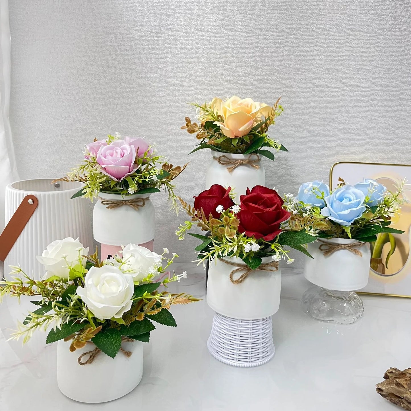 3 Simulated Roses, Potted Plants, Wedding Photos, Photography, Decoration, Fake Flowers, Outdoor Courtyard, Balcony