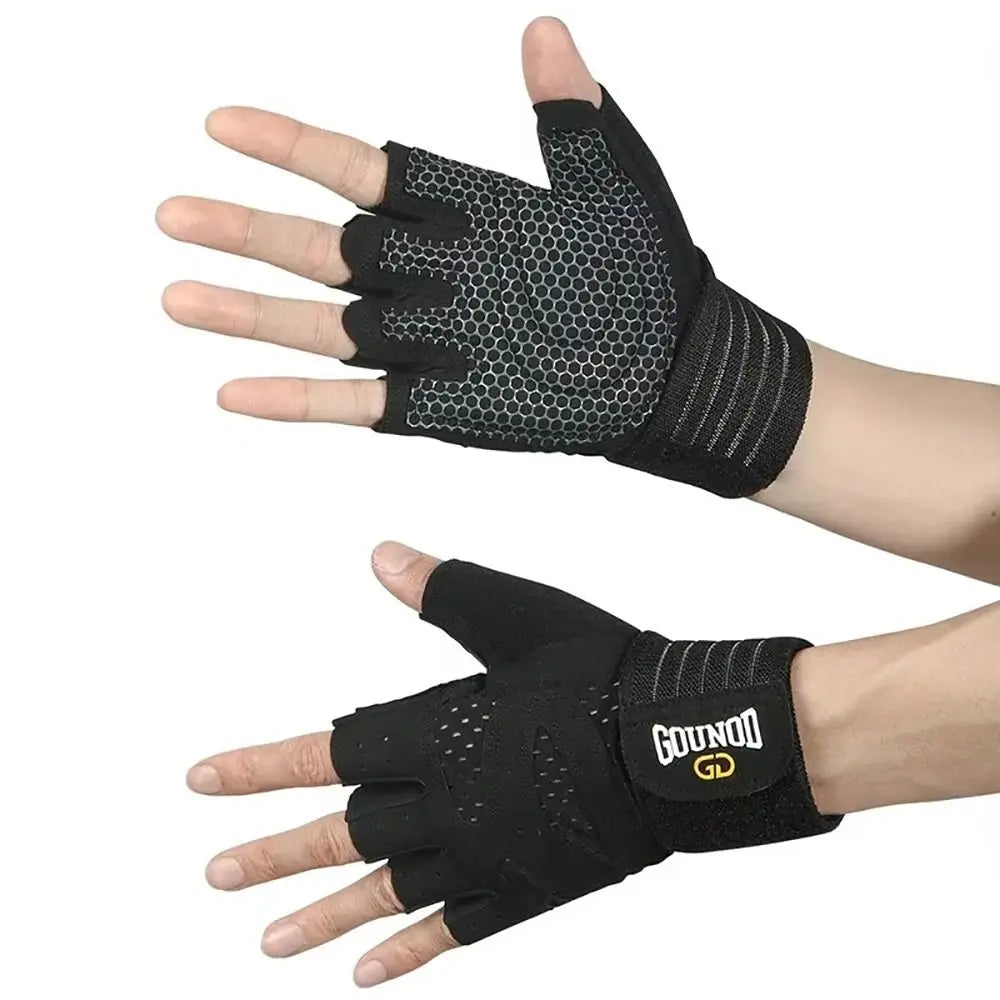 1Pair Half Finger Weight Lifting Glove Breathable Anti-Slip Weightlifting Gloves Bodybuilding Powerlifting Wristband Support