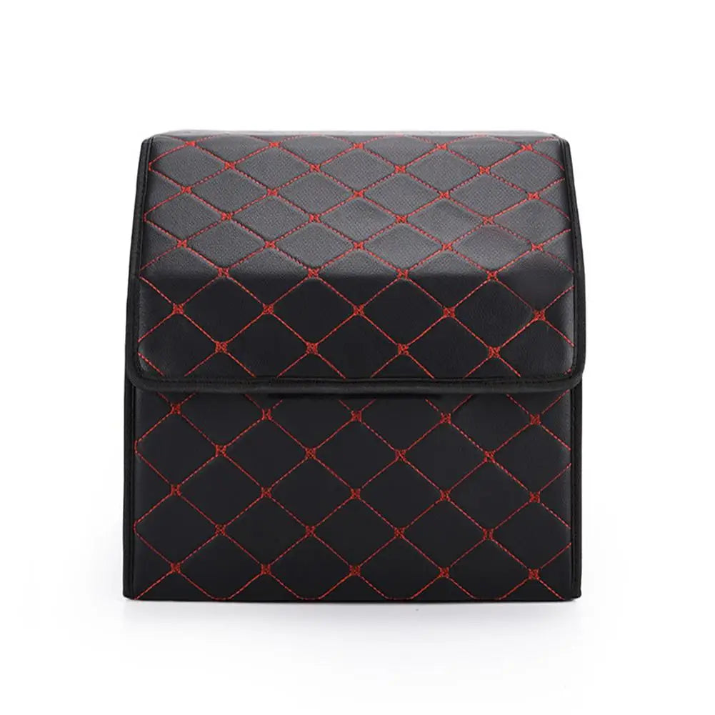 PU Leather Car Trunk Organizer Collapsible Storage Box with Lid Foldable Container Bag Universal Auto Interior Accessories