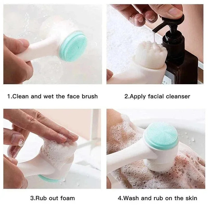 Wholesale 2/5/10PCS Double Side Facial Cleansing Brush Silicone & Soft Hair Manual Massage Facial Wash Brush Makeup Remove Tools