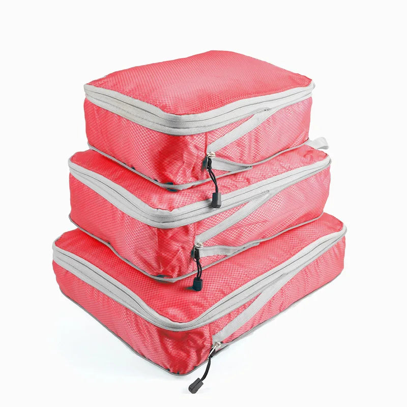 Travel Storage Bag Compressible Packing Cubes Foldable Waterproof Travel Suitcase Nylon Portable With Handbag Luggage Organizer