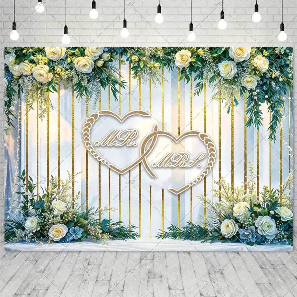 Wedding Party Decoration Photography Background Mr. and Ms. Flower Wall Wedding Ceremony Supplies Backdrop Exhibition Hall Props