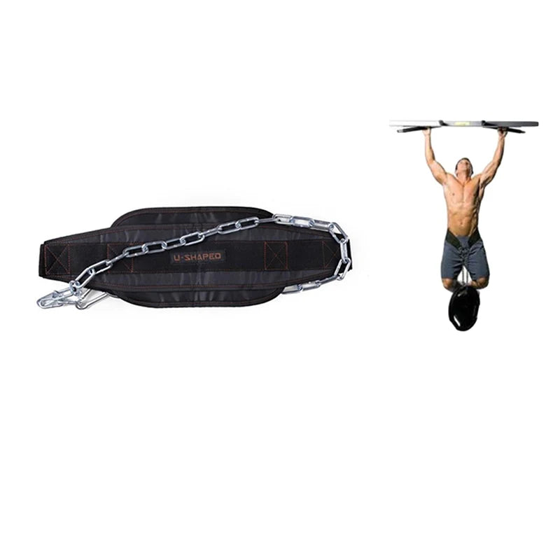 Thick Neoprene Weight Lifting Belt with Chain Dipping Belt For Pull Up Chin Up Kettlebell Barbell Fitness Bodybuilding Gym Belt