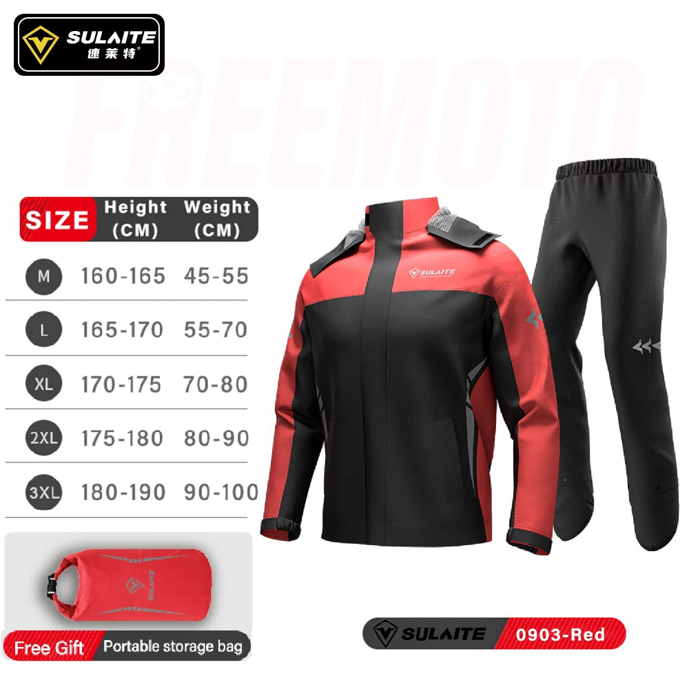 SULAITE Rain Suit Motorcycle Rain Gear Suit for Men & Women Jackets & Pants Reflective Waterproof Breathable Rainsuit