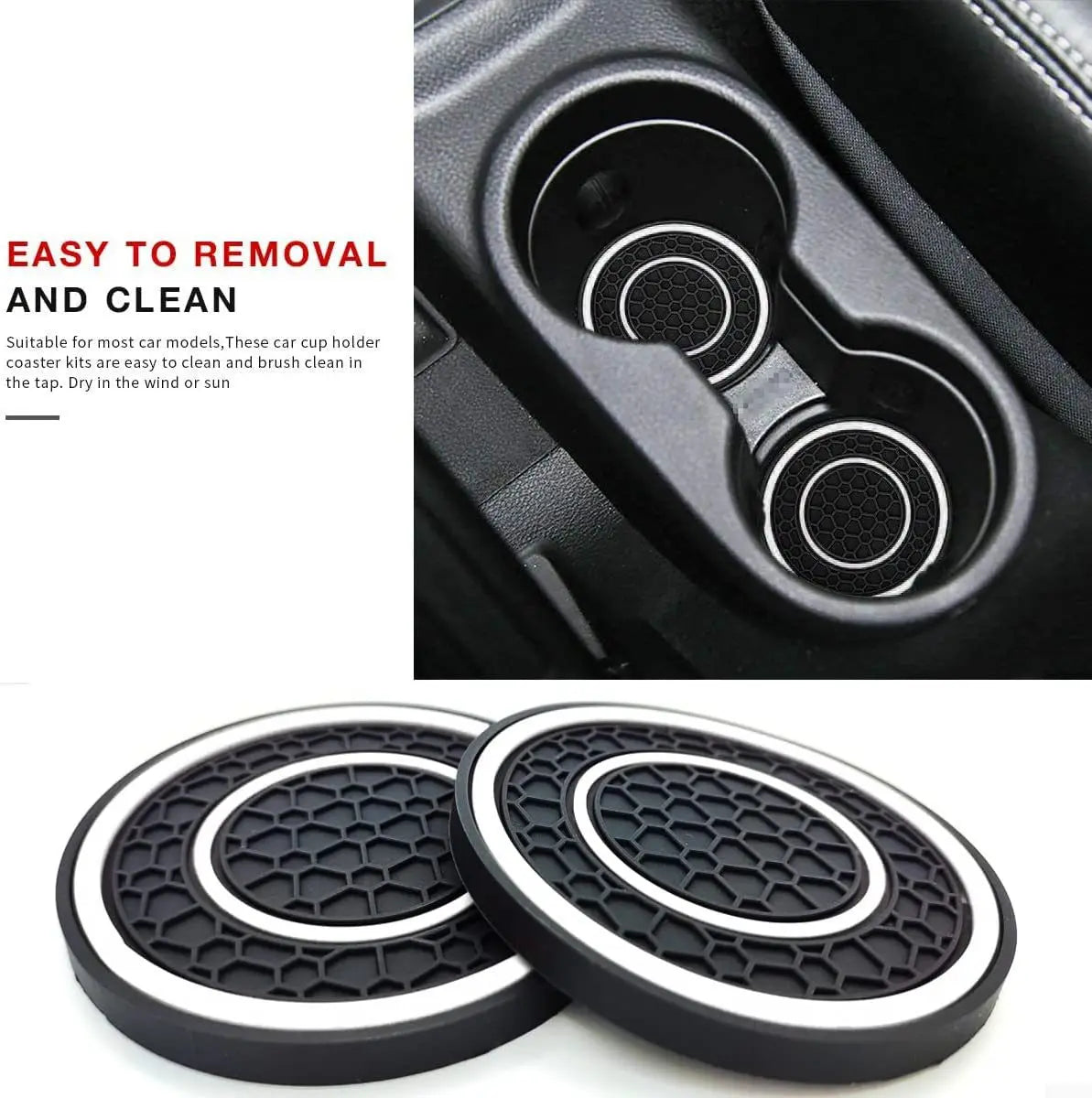 2pcs Non-slip Car Water Cup Pad For Tesla And SUV Sedan Rubber Mat For Bottle Holder Coaster Auto Interior Anti-skid Cup Holders