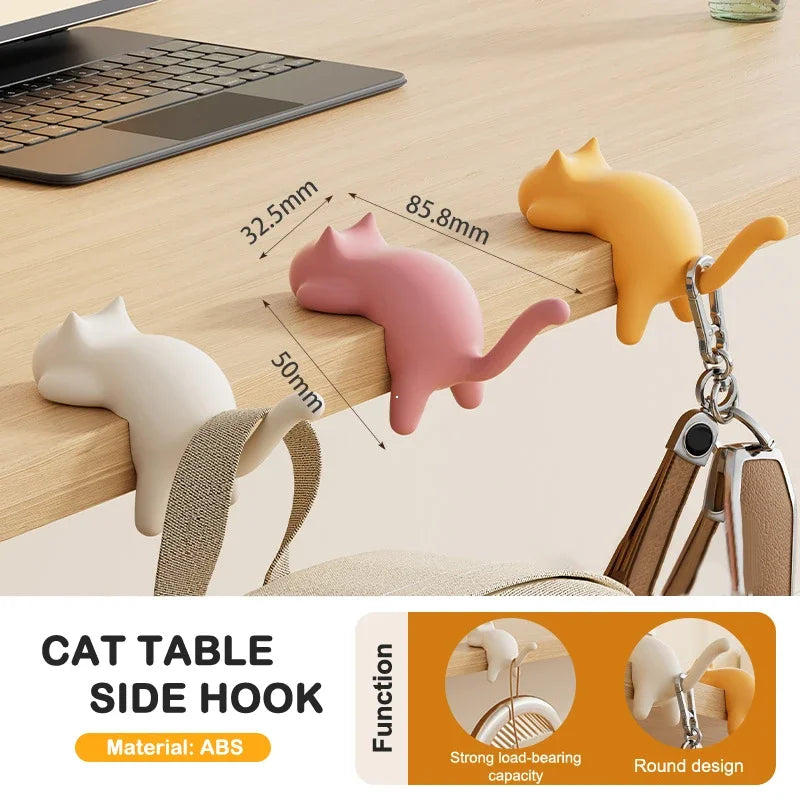 Cute Cat Bag Hook Portable Table Hook Handbag Backpack Organizer Holder for Home Office Desk Side Decor Travel Bag Hanger