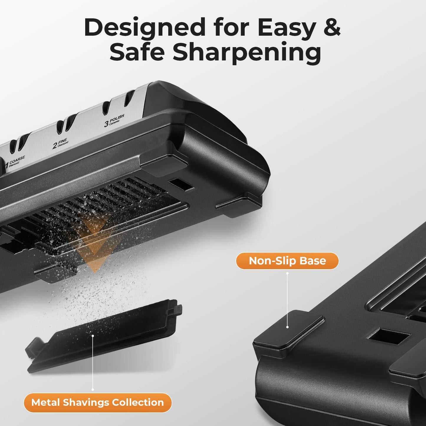 One Touch Electric Knife Sharpener, Safe Family Use Knife Sharpener with Fixed 15° Angle Protects Chef Knives, Diamond Wheel & Quiet Pure Copper Motor, Sharpen Kitchen Steak Paring Straight Ceramic Knives