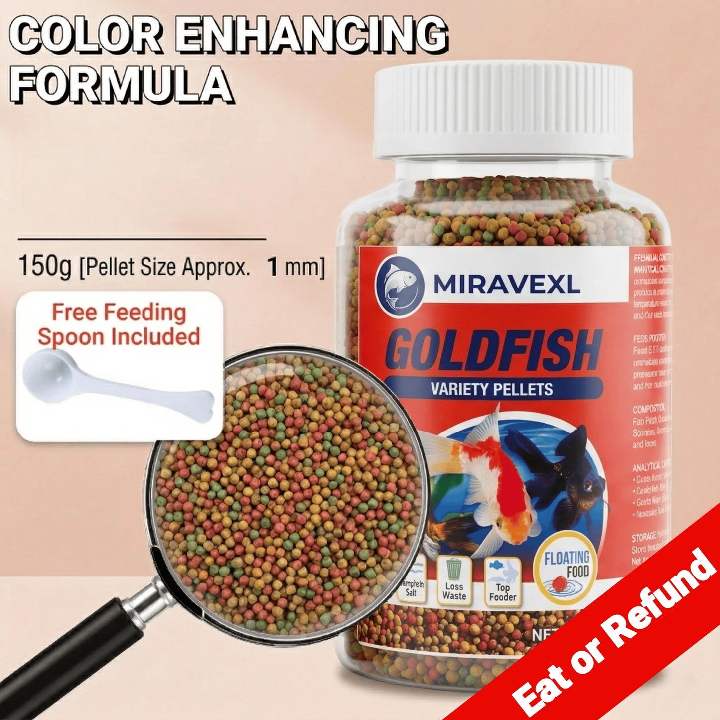 1MM Floating Goldfish Food Pellets Koi Pond Fish Growth Natural Color Enhancing Krill Spirulina Clear Water Formula Daily Diet