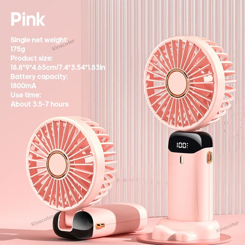 USB Handheld Mini Fan Foldable Portable Neck Hanging Fans 5 Speed USB Rechargeable Fan