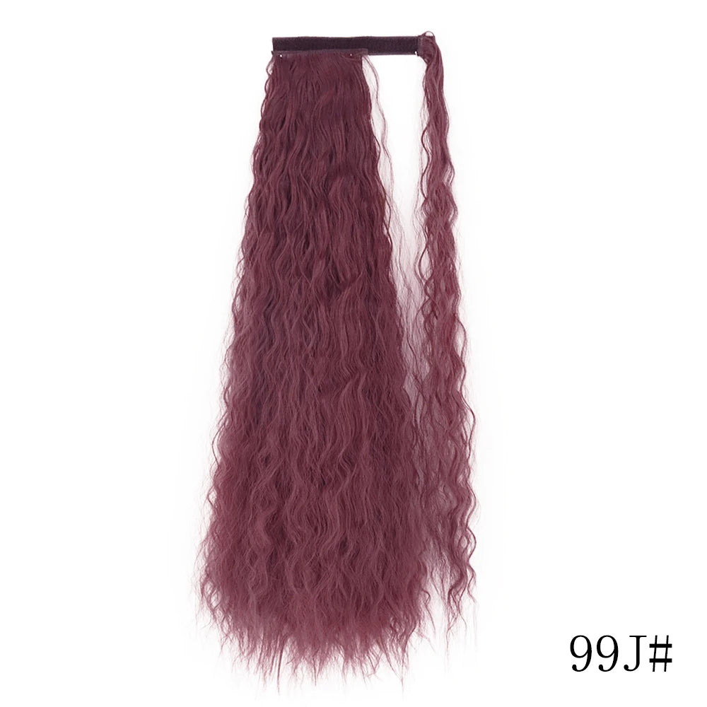 LISI GIRL Synthetic Hair 22''34'' Long Straight Ponytail Wrap Around Ponytail Clip in Hair Extensions Black Hairpiece Headwear