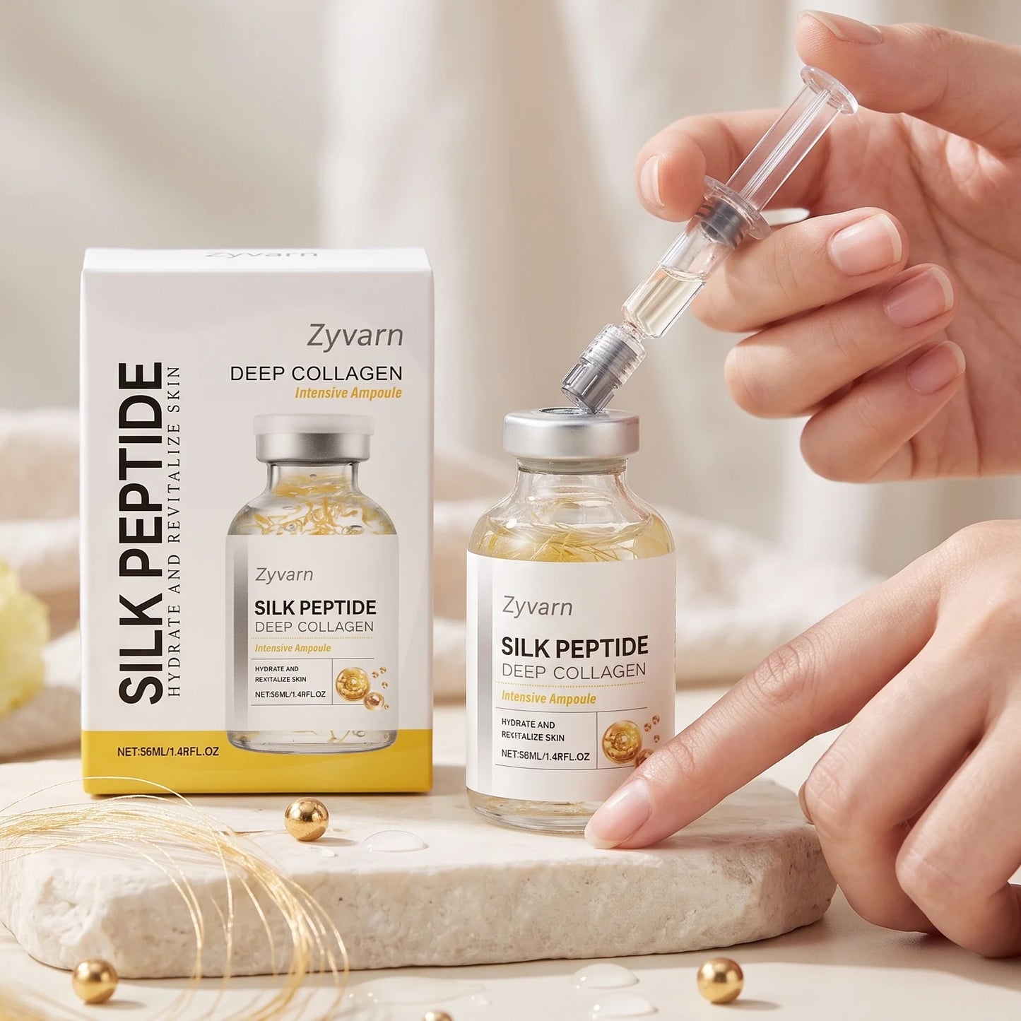 Silk Collagen Serum Ampoule with Copper Peptides For Facial Care Smooth Fine Lines Deep Hydrate Firm Loose Skin Korean Skin Care