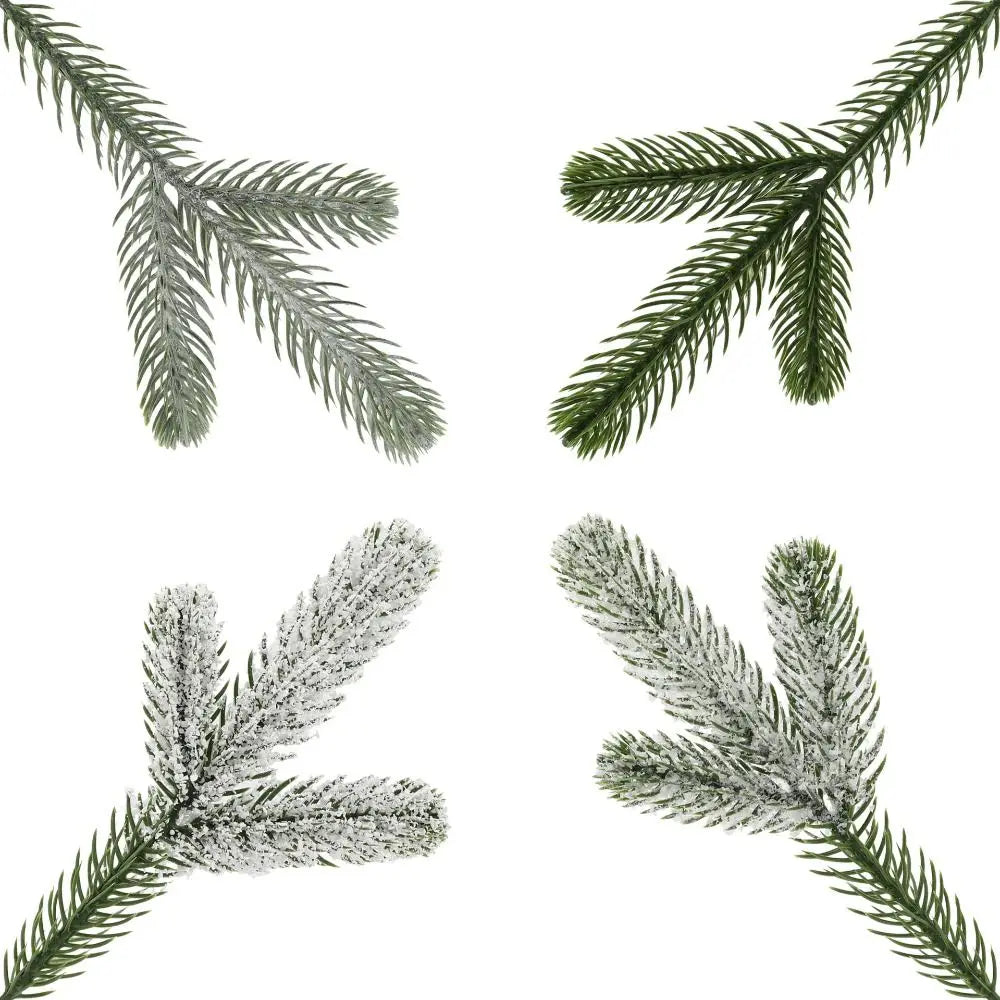 24pcs Christmas Tree Pine Branches Artificial Fake Plants Snow Pines Garland For Christmas Wreath Party Decor Xmas Ornament