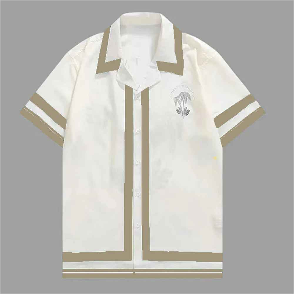 2025 Men's Short Sleeve Shirts Fashion Shirts Hawaiian Casual Comfortable Vacation Travel Oversized Tops camisa blanca hombre