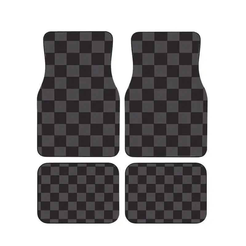 New General JDM Racing Culture Red Grid Car Foot Mat Accessories Classic Carpet Foot Mat 4PCS Foot Mat