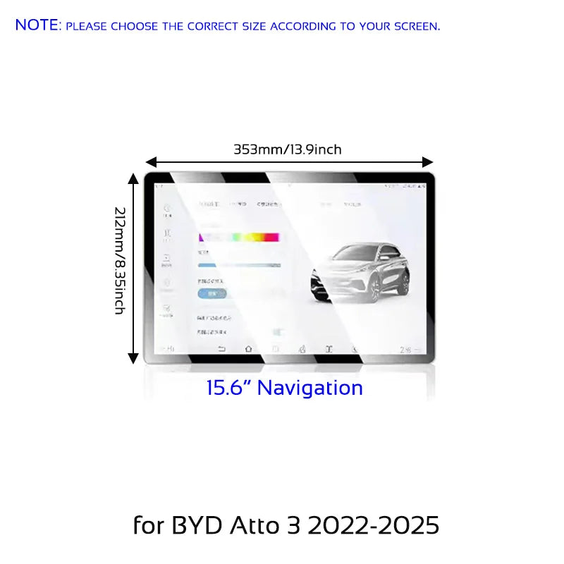 Tempered Glass Film Screen Protector for BYD Atto 3 Yuan Plus 2022-2025 Instrument Navigation Protective Cover Car Accessories