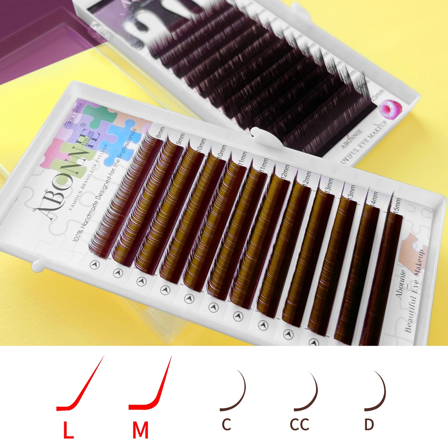 Abonnie M curl Brown Classic Lashes Extensions Chocolate Colored Eyelashes Fluffy Lashes