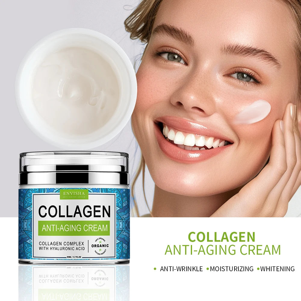 Face Cream Collagen Hyaluronic Acid Skin Tightening Care  Moisturizing Smooth Fade Fine Lines Improve Dullness Brightening