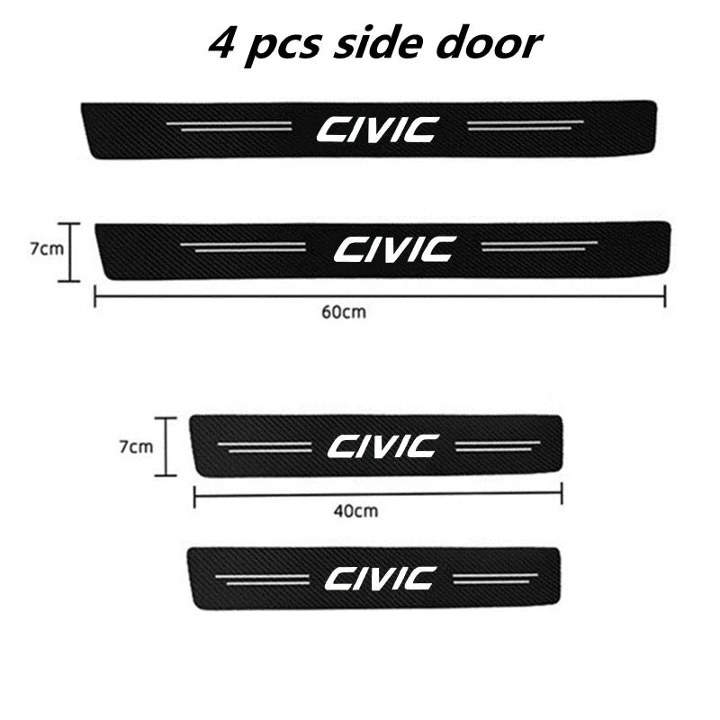 Carbon Fiber Car Door Threshold Sticker Auto Trunk Protective Strip for Honda CIVIC Logo 10th 11th 8th 2025 2023 Accessories