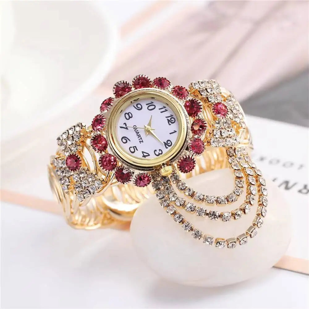 Luxury Rhinestone Women Quartz Watch Fashion Adjustable Bangle Ladies Wristwatch Reloj Mujer