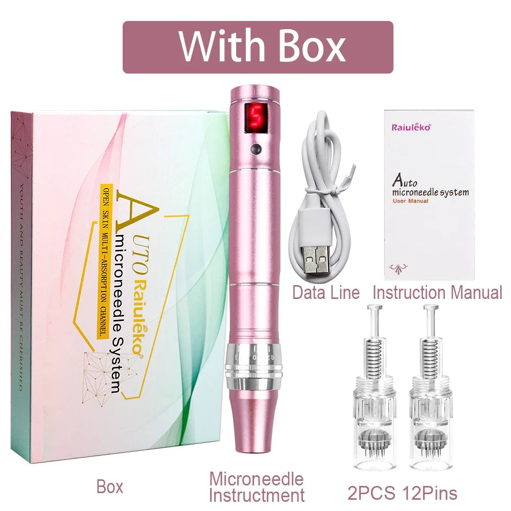 Multi-function Microneedling Derma Pen Wireless Electric Skin Care Beauty Tools Kit Cartridges Needles Nano Micro Needle Device