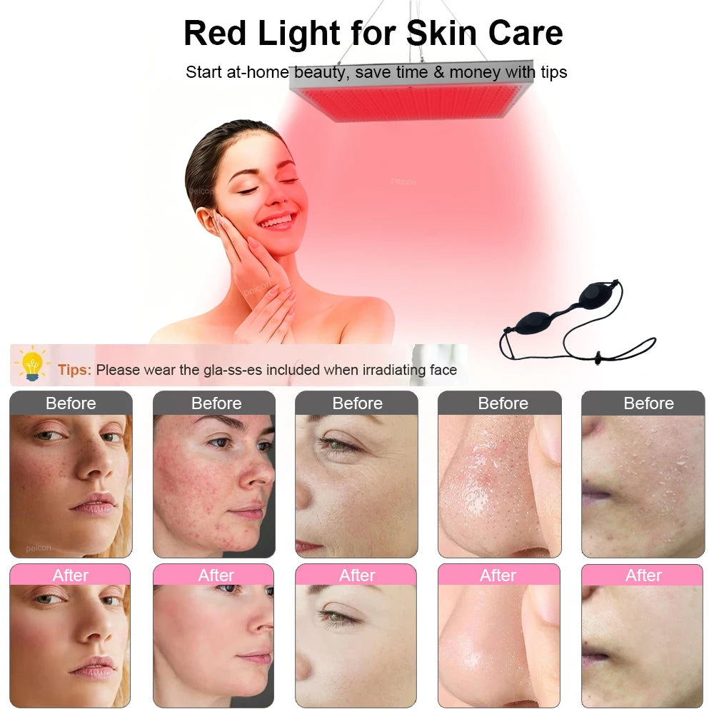 Full‑Body Red Light Therapy Lamp 660nm 850nm Near Infrared LED Light Panel Hanging Red Light Therapy Lamp for Skin Care Home Use