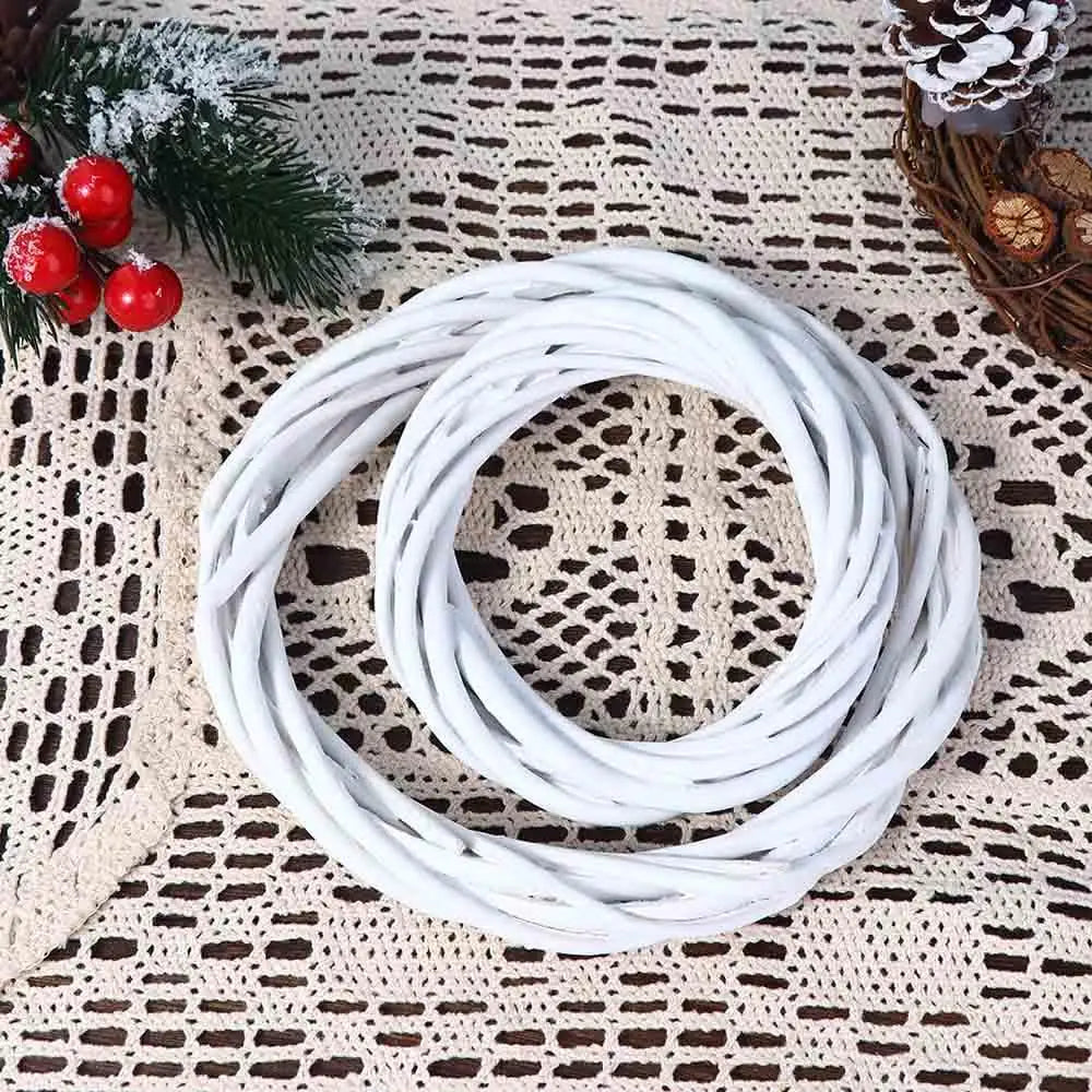 Xmas DIY Craft Ornament Vine Hanging Blank White Garland Rattan Ring Wicker Wreath Christmas Decoration