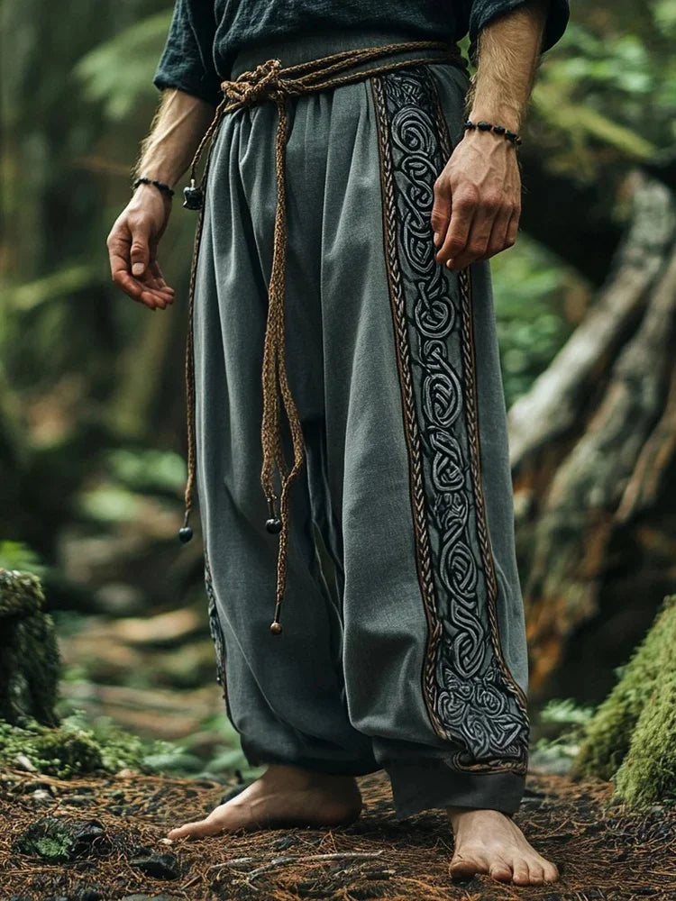 Men's Viking Retro Nordic Tree of Life and Raven 3D Printed Casual Straight-Leg Summer Beach Pants. S-5XL