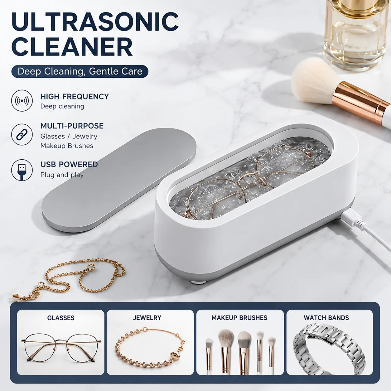 2026 New Ultrasonic Cleaning Machine Vibration Wash Cleaner Jewelry Glasses Cleaner Watch Cleaning Makeup Brush Cleaning Tool