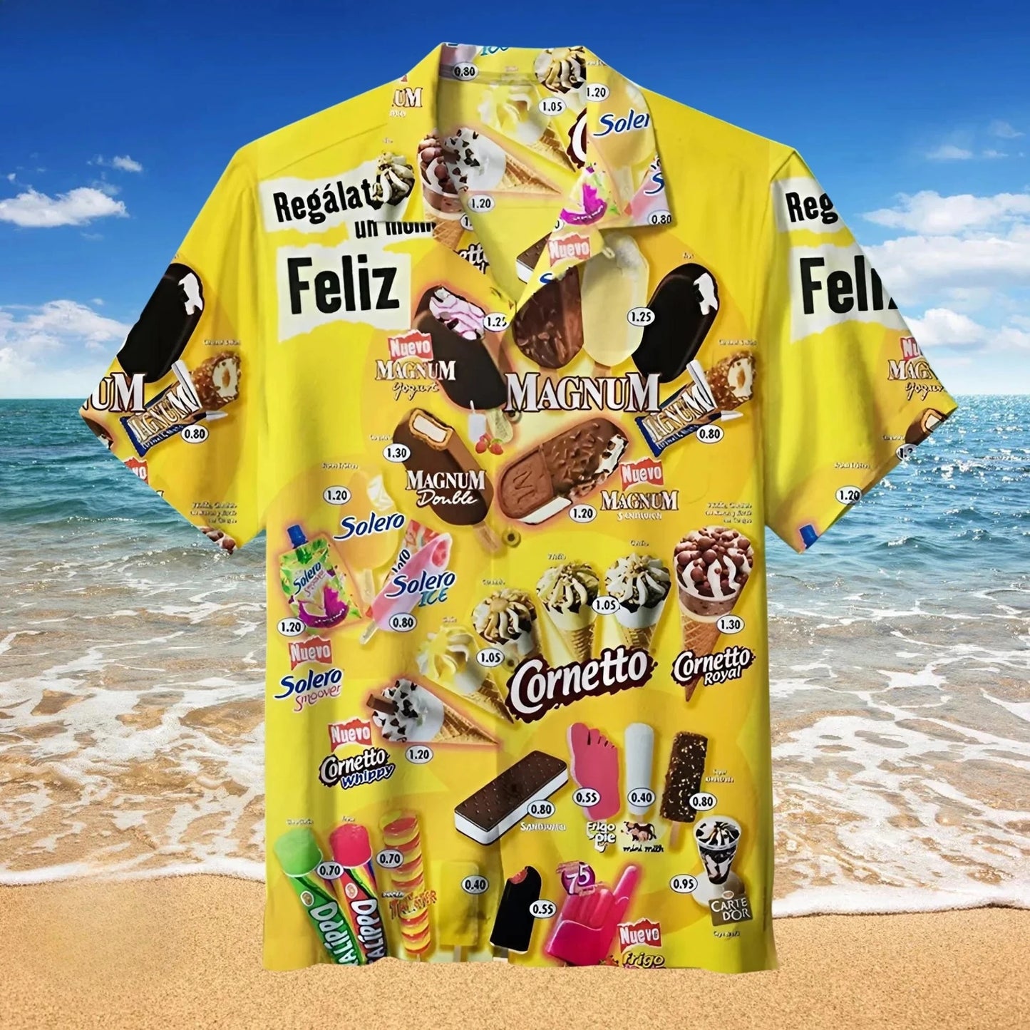 2025 Cold Ice Cream Hawaii Shirt Unisex 3D Printed Funny Popsicle Aloha Shirts Summer Short Sleeve Beach Lapel Blouse Tops