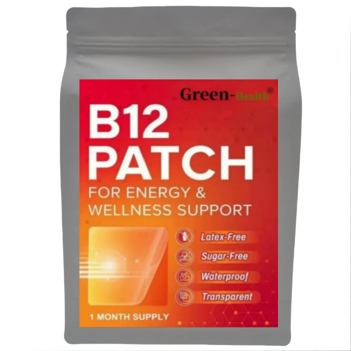 A5YE  Daily B12 Patch Transdermal Self-Adhesive Natural Blend 30 Count for 1 Month Supply of Vitamin B12 Patches