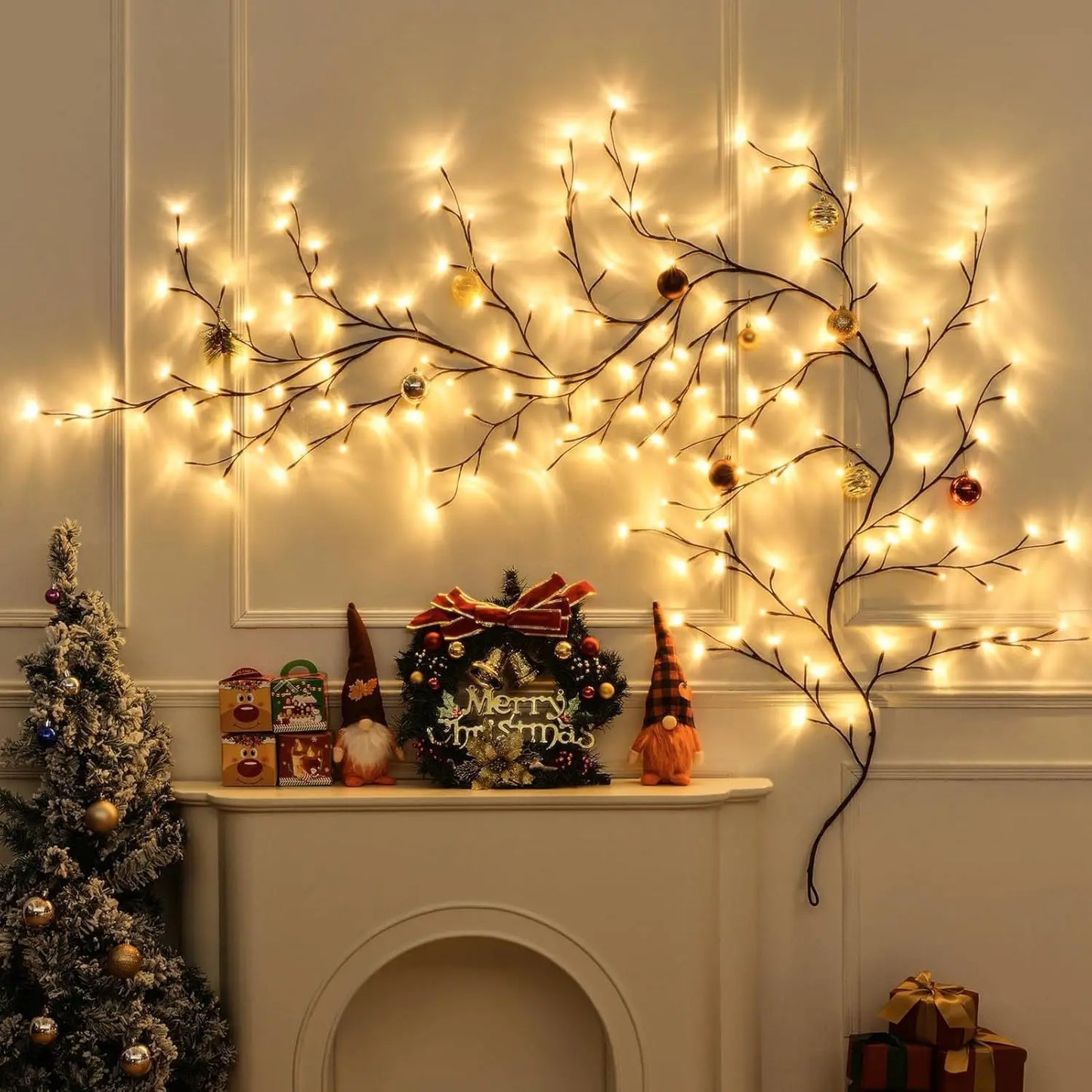 144LED Vine Branch String Lights Artificial Willow Vine Light USB Bendable DIY Indoor Decor Lighting for Bedroom Wall Holiday