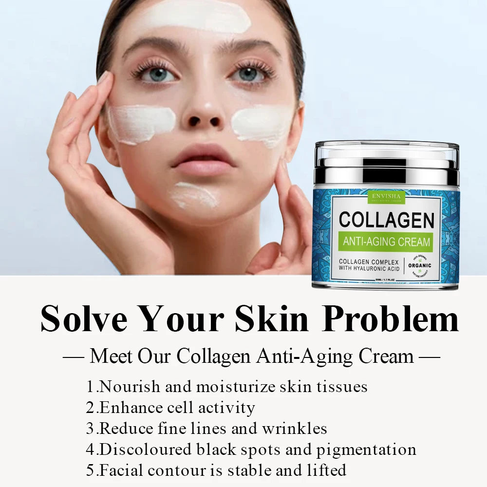 Face Cream Collagen Hyaluronic Acid Skin Tightening Care  Moisturizing Smooth Fade Fine Lines Improve Dullness Brightening